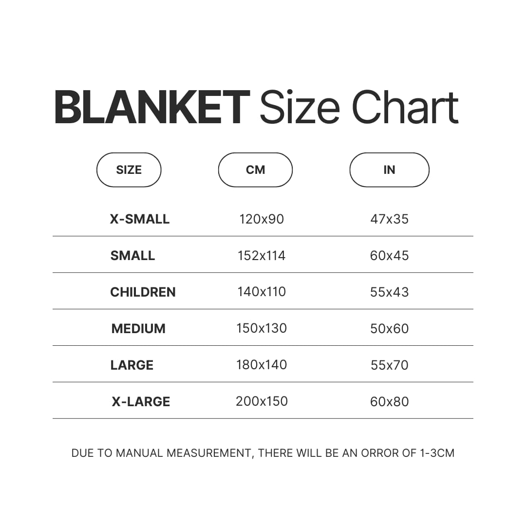 Blanket Size Chart - SSSniperWolf Shop